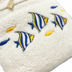 Coppia asciugamani starfish ricamati gialli e blu