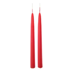 Coppia Candele a stelo in Cera lucida Rosse
