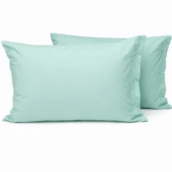 Coppia Federe con bottoni Verde acqua