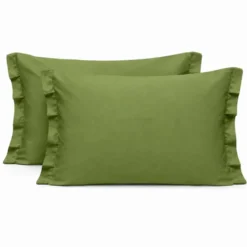 Coppia Federe con volant Verde Prateria