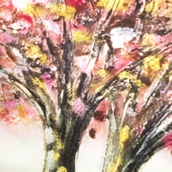 Coppia Federe Decoration Disegno 12 Alberi Fiori Rosa