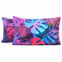 Coppia Federe Decoration Disegno 08 Foglie Tropicali