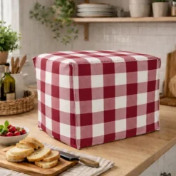 Copriaffettatrice in Cotone Quadretto grande Rosso