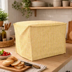 Copriaffettatrice in Cotone Quadretto piccolo Giallo