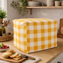 Copriaffettatrice in Cotone Quadretto grande Giallo