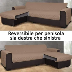 Copridivano con penisola 2 posti trapuntato antimacchia panna
