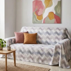 Copridivano Copriletto in piquet Zig Zag Moderno Beige Singolo