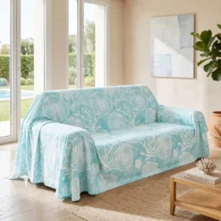 Copridivano Copritutto cotone leggero Koren Azzurro 260 x 295