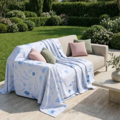 Copridivano Copritutto cotone leggero Maui Azzurro 260 x 295