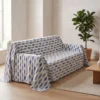 Copridivano copritutto cotone leggero Merida pesci blu 260 x 295