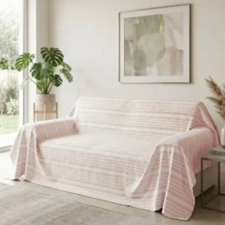 Copridivano Copritutto Natural Righe bianche e beige alternate 250x250