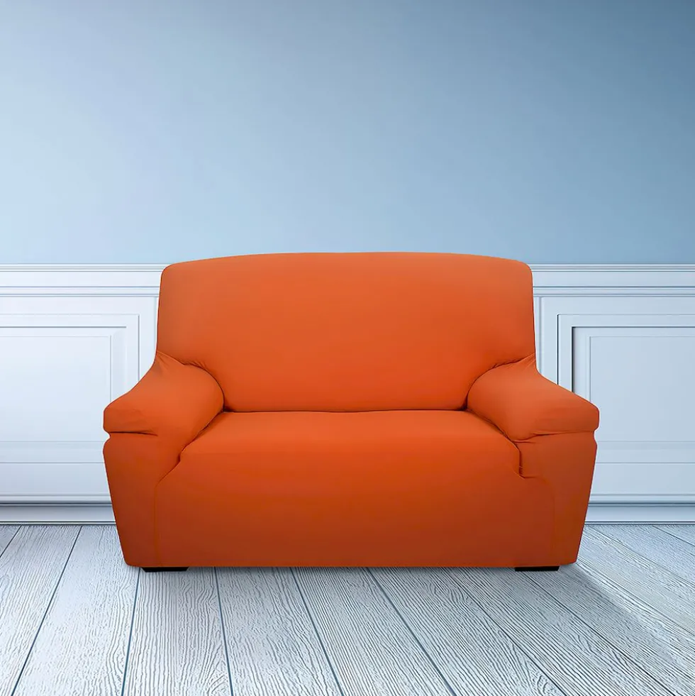 Copridivano 2 posti in tessuto bielastico antimacchia arancio
