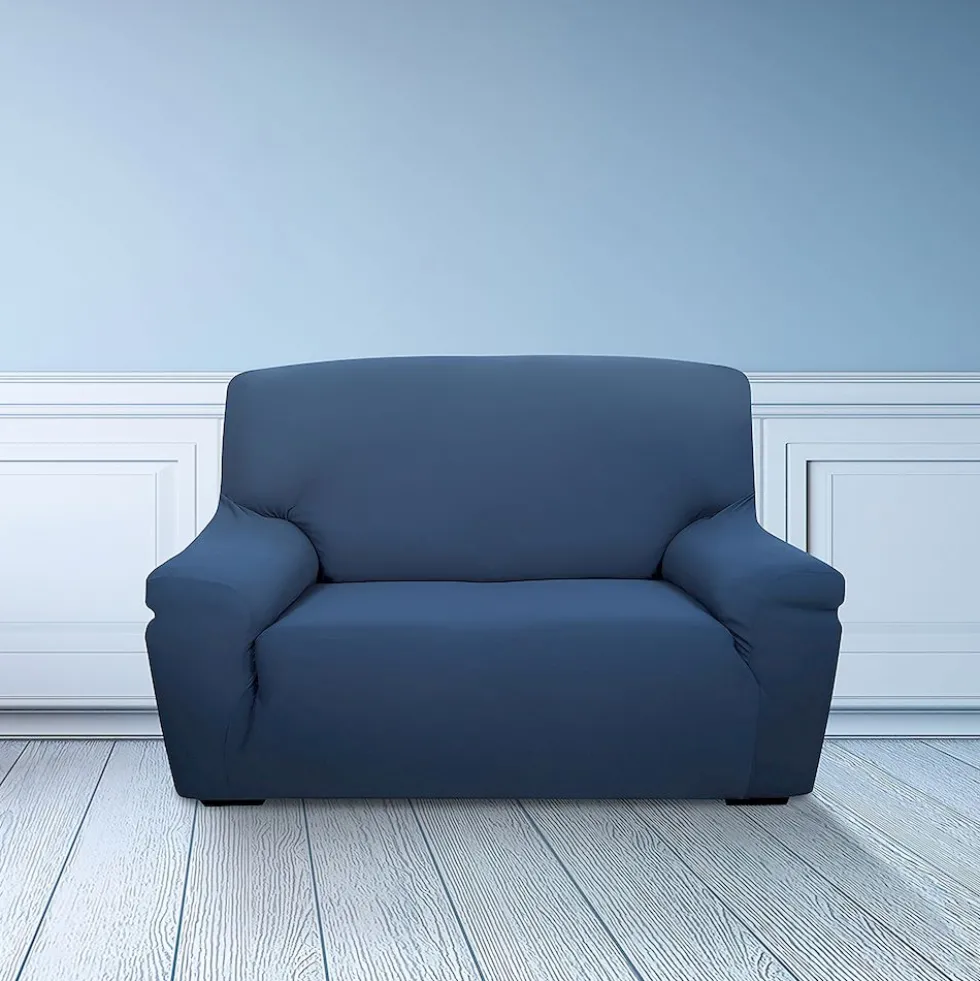 Copridivano 2 posti in tessuto bielastico antimacchia blu