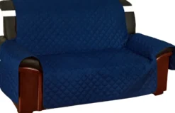 Copridivano 3 posti trapuntato antimacchia blu