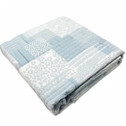 Copriletto frescoletto Jacquard Amanda Geometrico Azzurro Matrimoniale