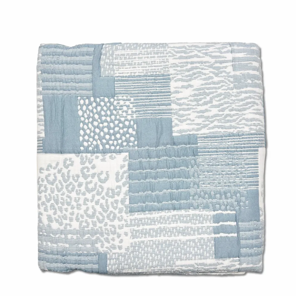 Copriletto frescoletto Jacquard Amanda Geometrico Azzurro Matrimoniale