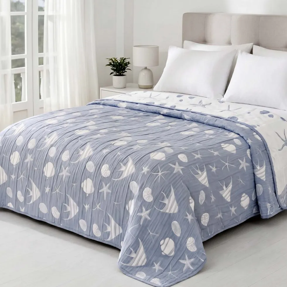 Copriletto Jacquard double face Charm Oltremare 210x260
