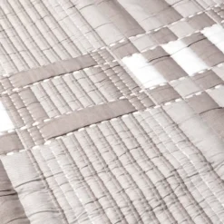 Copriletto mezzastagione jacquard Righe Geometriche Tortora matrimoniale