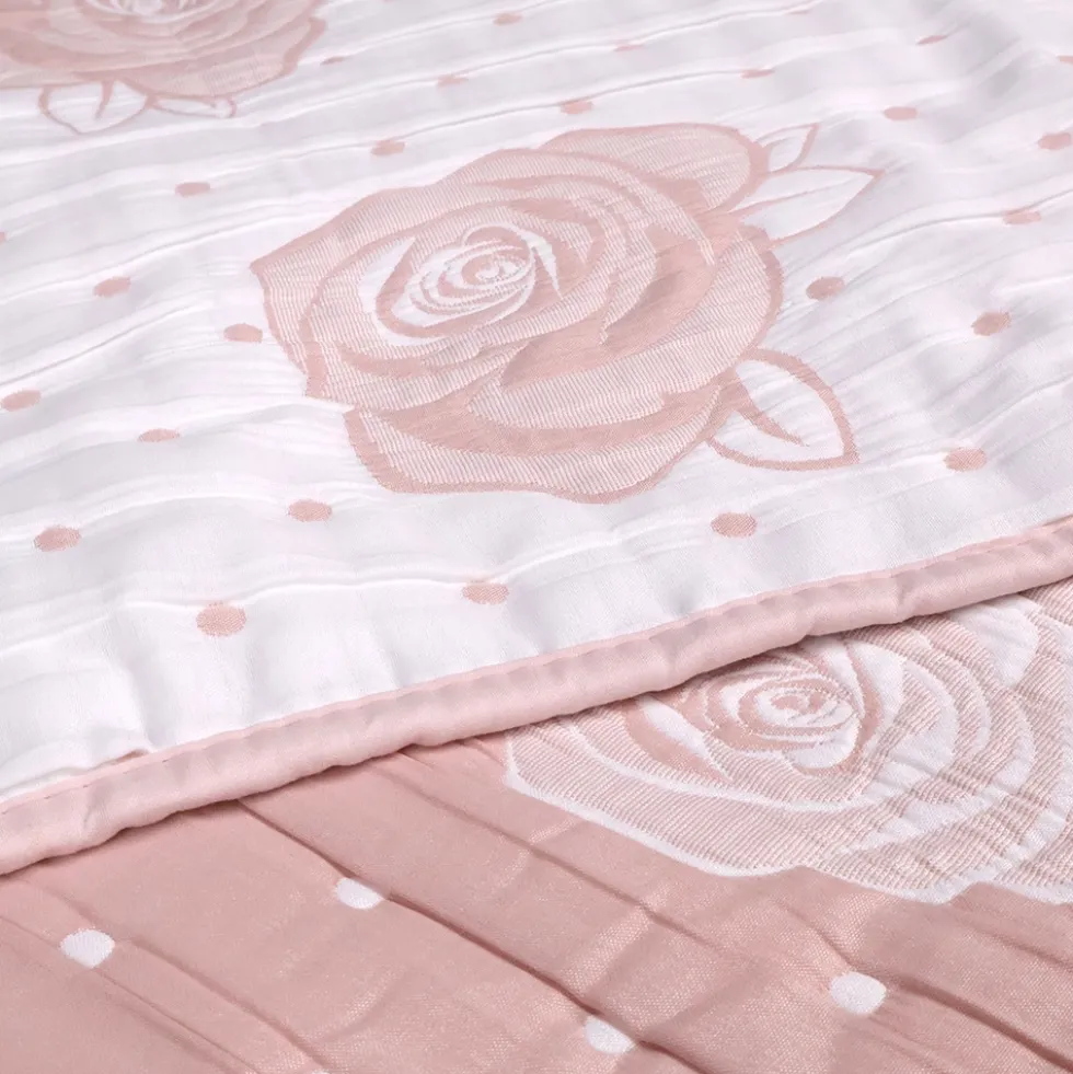 Copriletto mezzastagione jacquard Rosa Pois Rosa matrimoniale