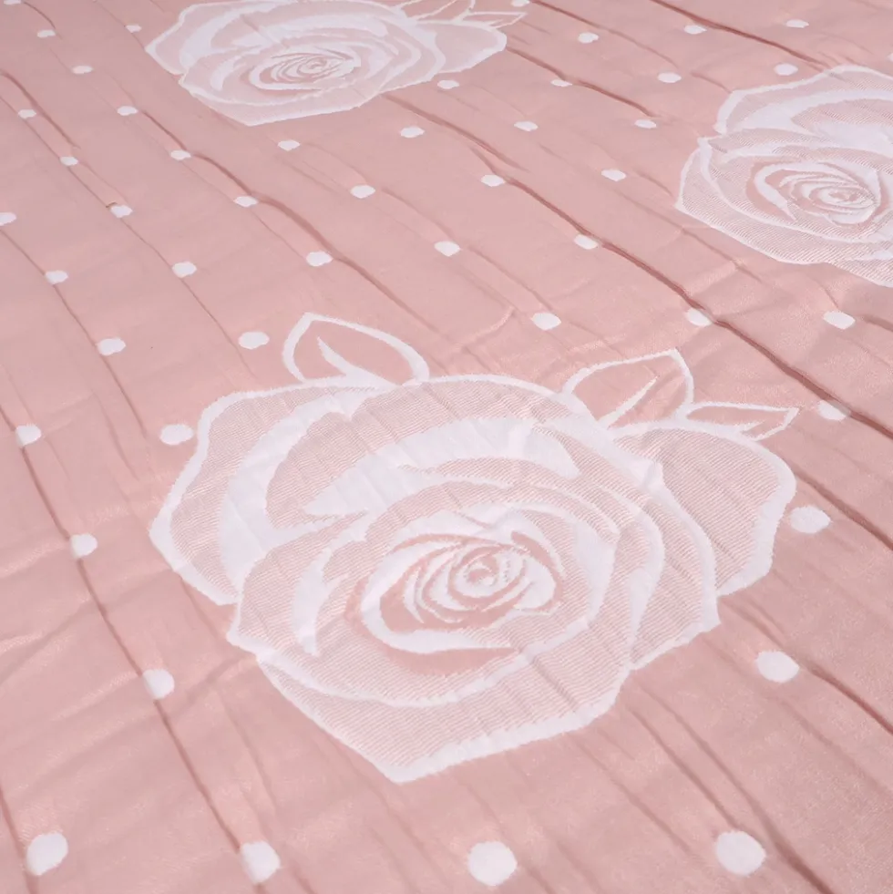 Copriletto mezzastagione jacquard Rosa Pois Rosa matrimoniale