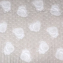 Copriletto mezzastagione jacquard Rosa Pois Tortora matrimoniale