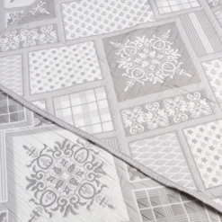 Copriletto mezzastagione jacquard Patchwork Grigio matrimoniale