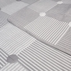 Copriletto mezzastagione jacquard Quadrato Pois Grigio matrimoniale
