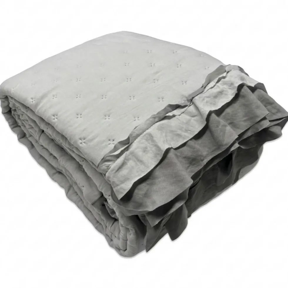 Copriletto Trapuntato Volant Quilt Lyon Perla matrimoniale