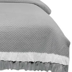 Copriletto Trapuntato Volant Quilt Femi grigio matrimoniale