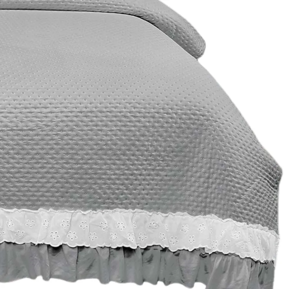 Copriletto Trapuntato Volant Quilt Femi grigio matrimoniale