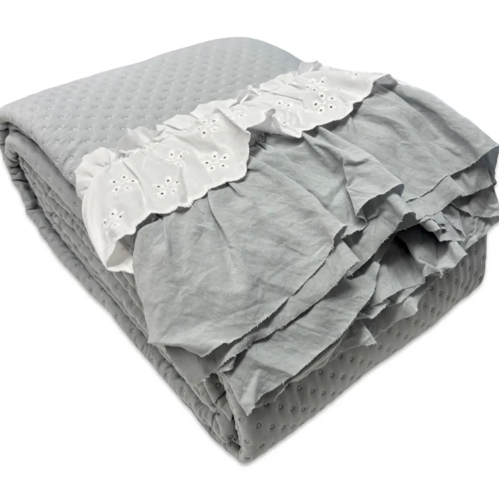Copriletto Trapuntato Volant Quilt Femi grigio matrimoniale