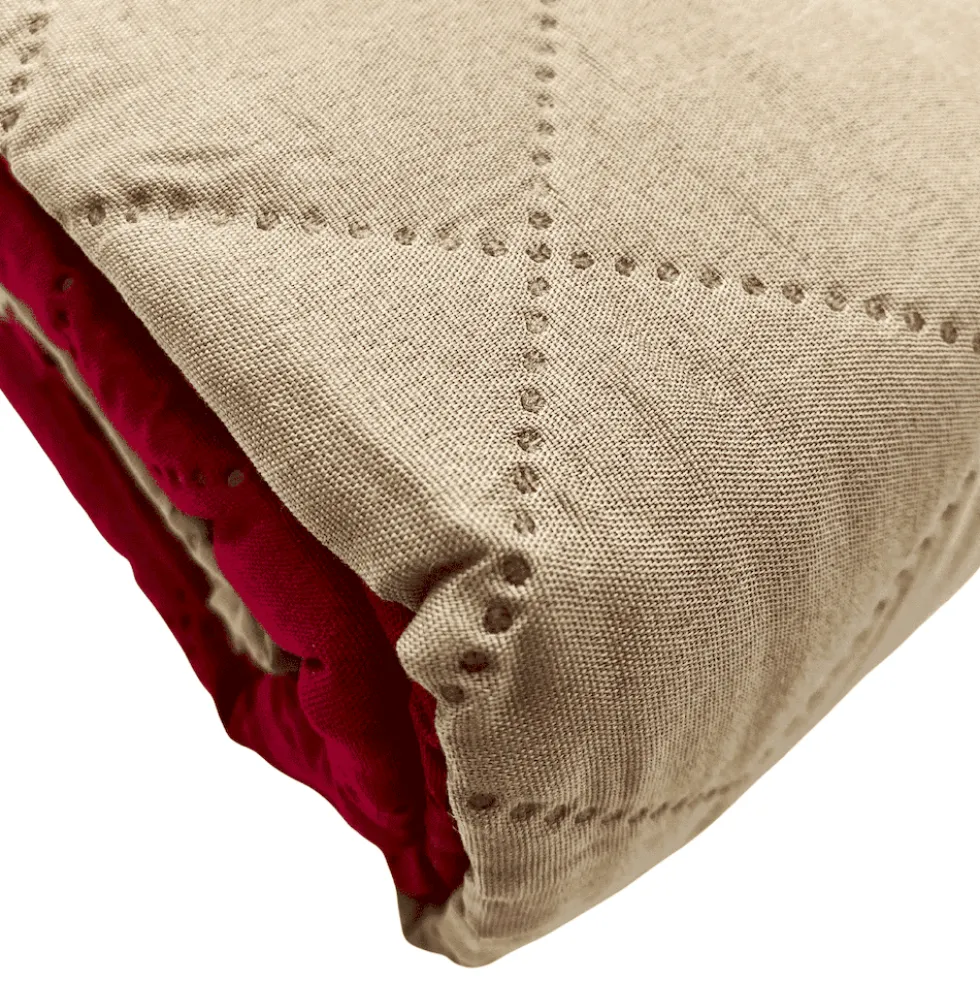 Copripoltrona trapuntato antimacchia bicolor bordeaux - tortora