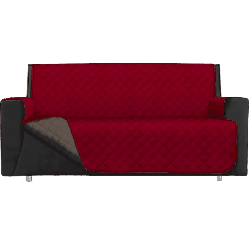 Copripoltrona trapuntato antimacchia bicolor bordeaux - tortora