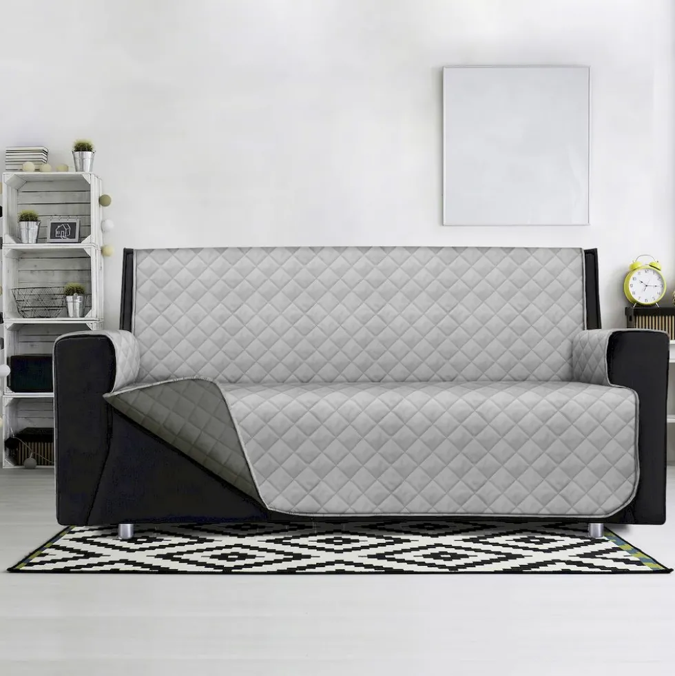 Copripoltrona trapuntato antimacchia bicolor grigio chiaro - scuro
