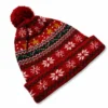 Cuffia Natalizia Christmas Fiocchi e Stelle con Pon Pon