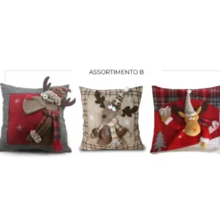 Cuscino Imbottito con applicazioni Renna Dono 45 x 45