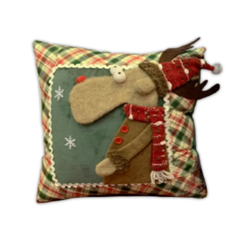 Cuscino Imbottito Penzolo Renna Tartan verde 45 x 45