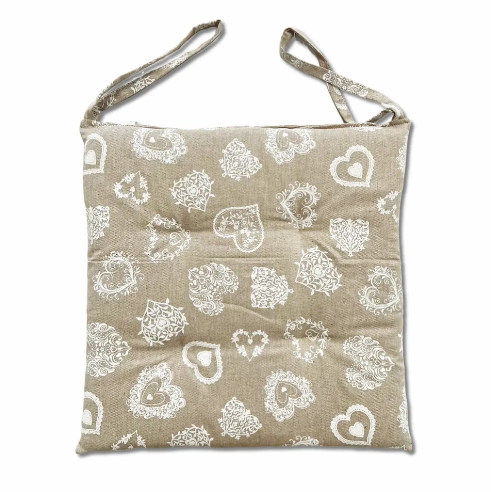 Cuscino per sedia cuori bianchi