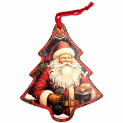 Decorazione Albero Tartan da appendere in ceramica Vintage Babbo 1
