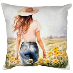 Federa cuscino Jenny e fiori gialli45 x 45