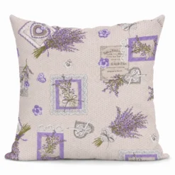 Federa cuscino Lavanda Provenzale fondo Beige 40 x 40