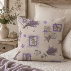 Federa cuscino Lavanda Provenzale fondo Beige 40 x 40