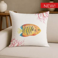 Federa cuscino Stampa digitale Santorini Pesce Corallo Rosa 45x45