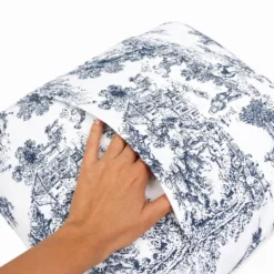 Federa cuscino Toile de Jouy Blu 40 x 40
