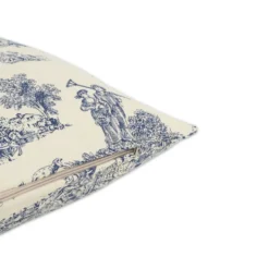 Federa cuscino Toile de Jouy Blu fondo Panna 50 x 50