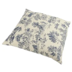 Federa cuscino Toile de Jouy Blu fondo Panna 50 x 50