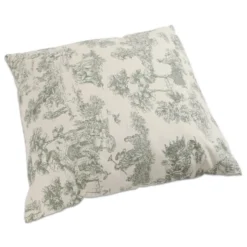 Federa cuscino Toile de Jouy Salvia fondo Panna 50 x 50