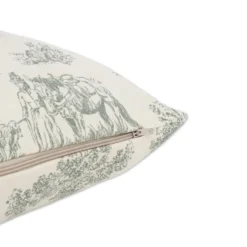 Federa cuscino Toile de Jouy Salvia fondo Panna 50 x 50
