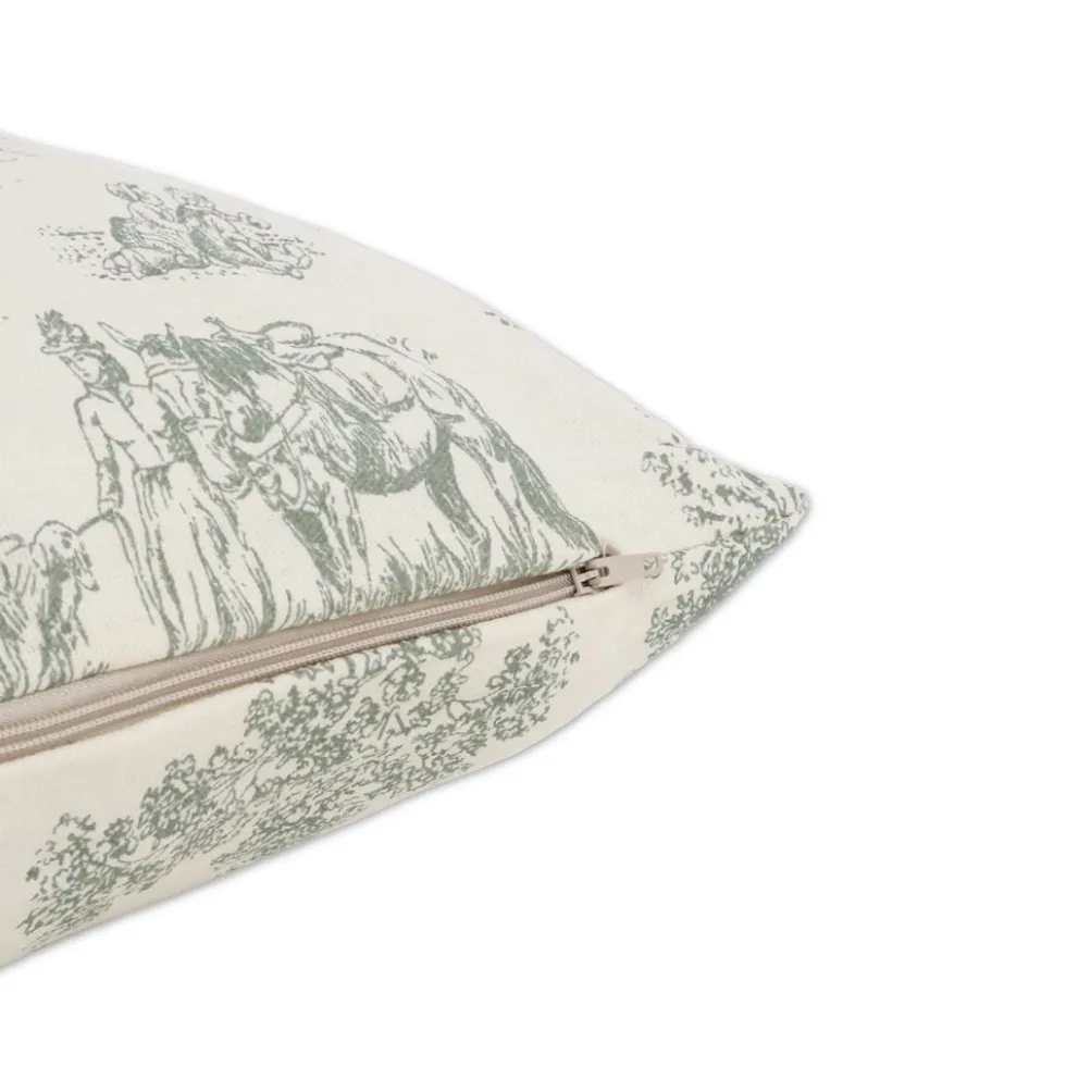 Federa cuscino Toile de Jouy Salvia fondo Panna 50 x 50