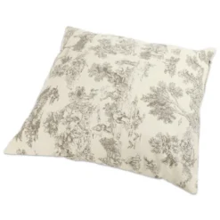 Federa cuscino Toile de Jouy Tortora fondo Panna 50 x 50